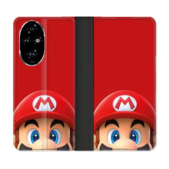 Housse cuir portefeuille Pour Honor 200 Pro 5G Mario Rouge