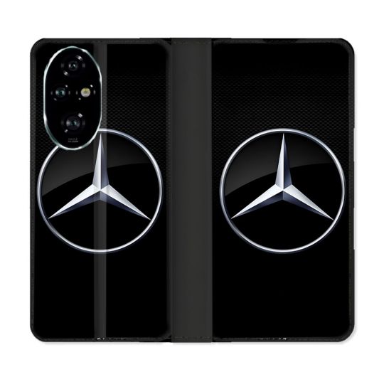 Housse cuir portefeuille Pour Honor 200 Pro 5G Mercedes Carbone