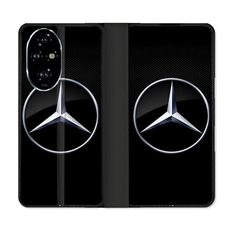 Housse cuir portefeuille Pour Honor 200 Pro 5G Mercedes Carbone