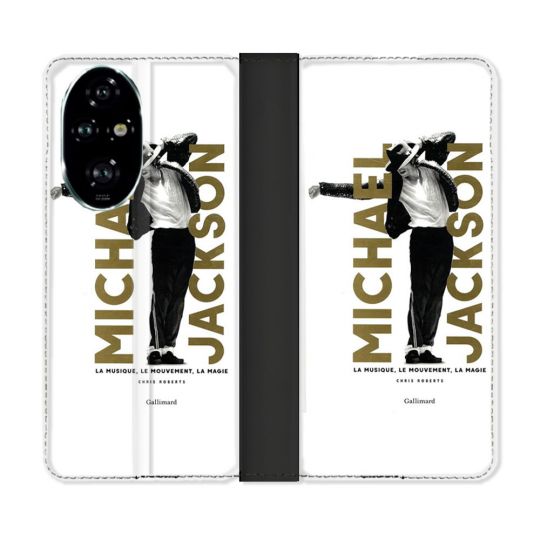 Housse cuir portefeuille Pour Honor 200 Pro 5G Michael Jackson Blanc
