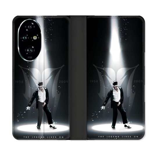 Housse cuir portefeuille Pour Honor 200 Pro 5G Michael Jackson Noir