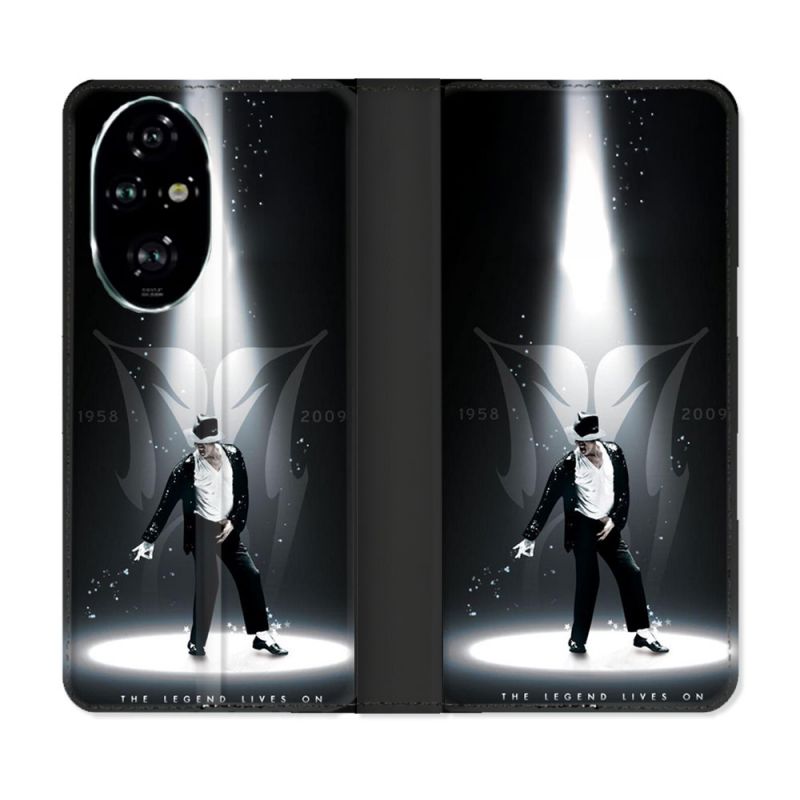 Housse cuir portefeuille Pour Honor 200 Pro 5G Michael Jackson Noir