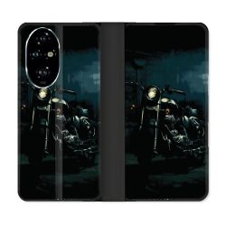 Housse cuir portefeuille Pour Honor 200 Pro 5G Moto Harley Vintage
