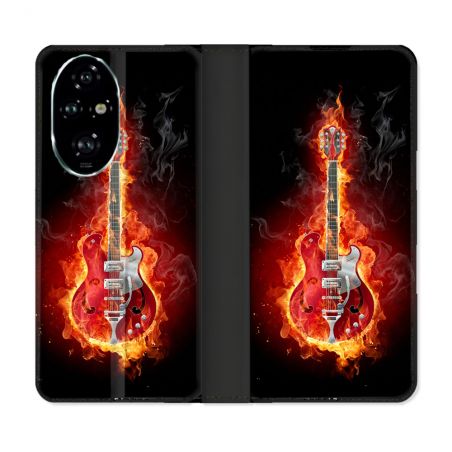 Housse cuir portefeuille Pour Honor 200 Pro 5G Musique Guitare Electrique