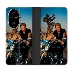 Housse cuir portefeuille Pour Honor 200 Pro 5G Musique Johnny Hallyday Moto
