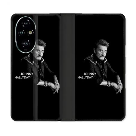 Housse cuir portefeuille Pour Honor 200 Pro 5G Musique Johnny Hallyday Noir