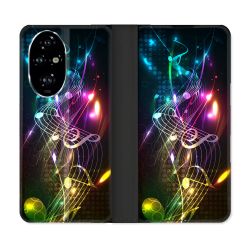 Housse cuir portefeuille Pour Honor 200 Pro 5G Musique Partition Multicolore