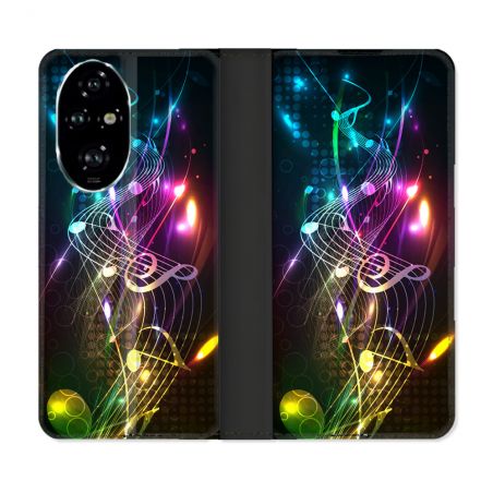 Housse cuir portefeuille Pour Honor 200 Pro 5G Musique Partition Multicolore
