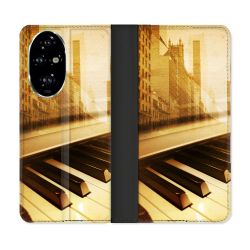 Housse cuir portefeuille Pour Honor 200 Pro 5G Musique Piano Retro