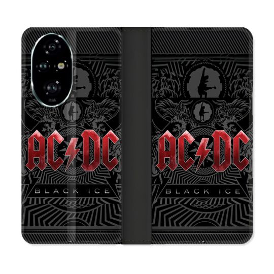 Housse cuir portefeuille Pour Honor 200 Pro 5G Musique Rock ACDC Rouge