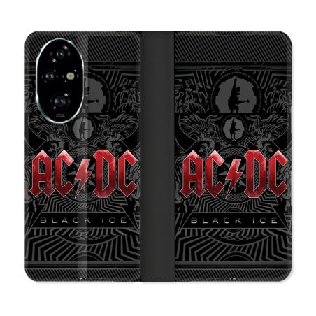 Housse cuir portefeuille Pour Honor 200 Pro 5G Musique Rock ACDC Rouge