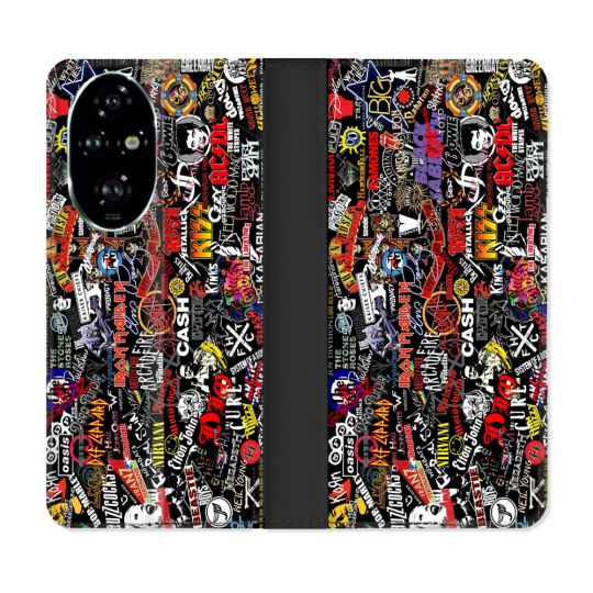 Housse cuir portefeuille Pour Honor 200 Pro 5G Musique Rock Groupe