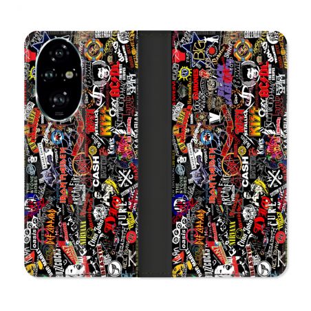 Housse cuir portefeuille Pour Honor 200 Pro 5G Musique Rock Groupe