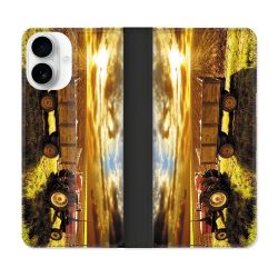 Housse cuir portefeuille Pour Iphone 17 Agriculture Tracteur Color