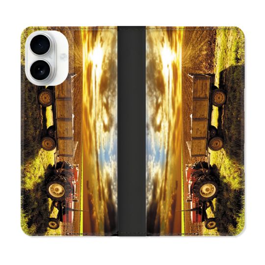Housse cuir portefeuille Pour Iphone 17 Agriculture Tracteur Color