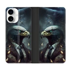 Housse cuir portefeuille Pour Iphone 17 Animal Aigle Business