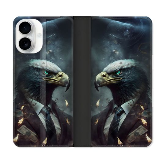 Housse cuir portefeuille Pour Iphone 17 Animal Aigle Business