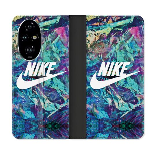 Housse cuir portefeuille Pour Honor 200 Pro 5G Nike Turquoise