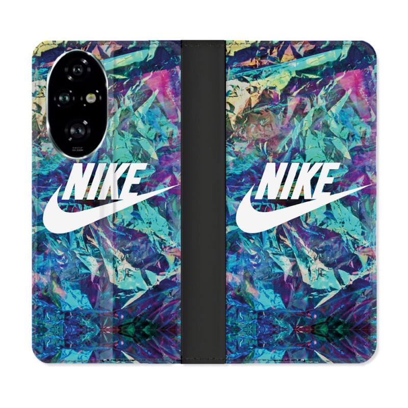 Housse cuir portefeuille Pour Honor 200 Pro 5G Nike Turquoise