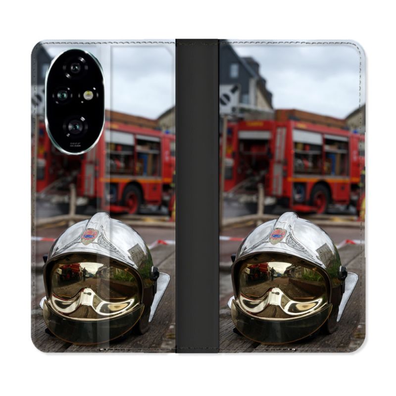 Housse cuir portefeuille Pour Honor 200 Pro 5G Pompier Casque Camion