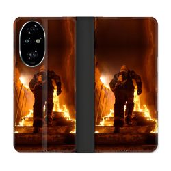 Housse cuir portefeuille Pour Honor 200 Pro 5G Pompier Escalier