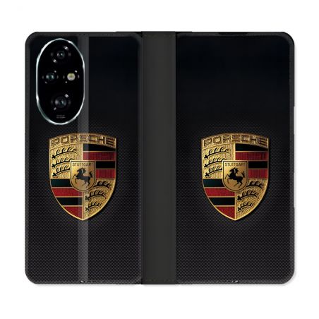 Housse cuir portefeuille Pour Honor 200 Pro 5G Porsche Carbone