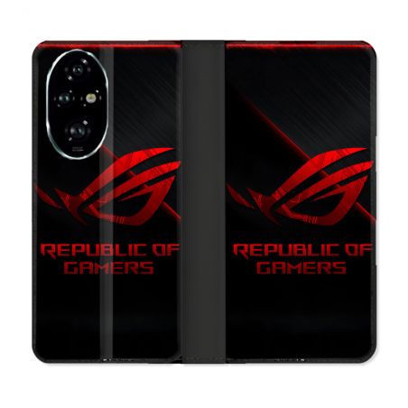 Housse cuir portefeuille Pour Honor 200 Pro 5G ROG Rouge