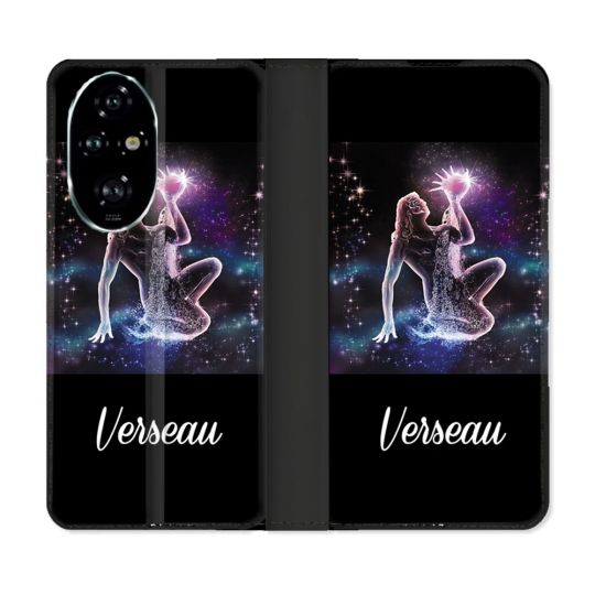 Housse cuir portefeuille Pour Honor 200 Pro 5G Signe Zodiaque 2 Verseau