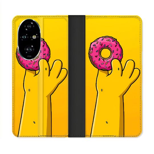 Housse cuir portefeuille Pour Honor 200 Pro 5G Simpson Donuts