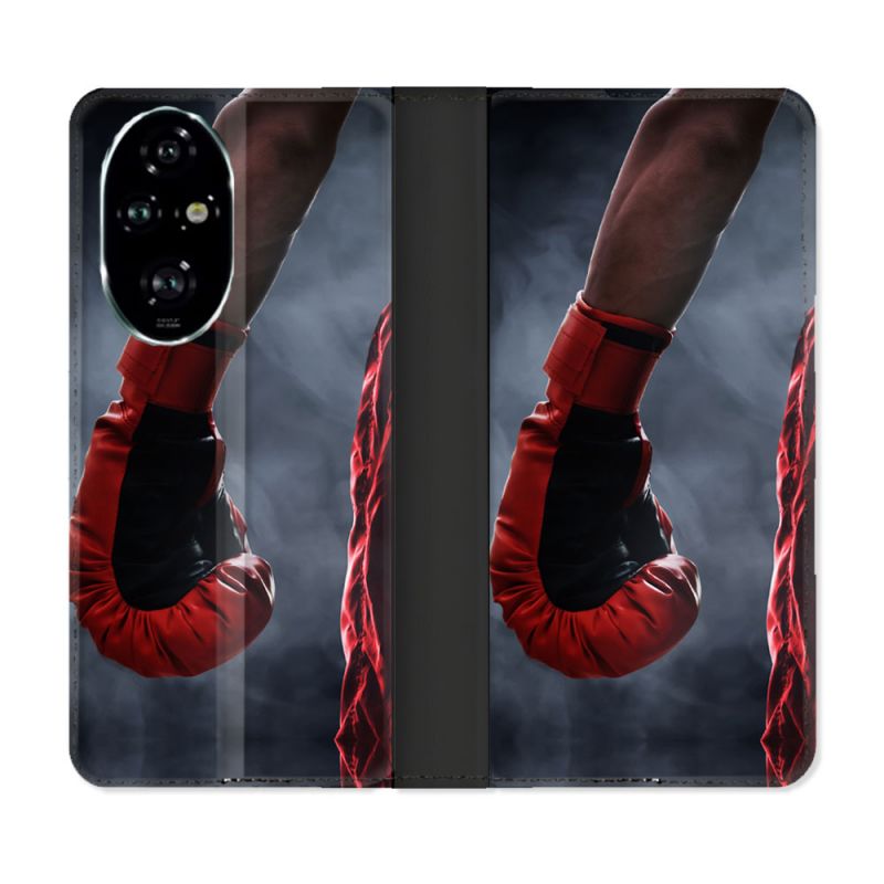Housse cuir portefeuille Pour Honor 200 Pro 5G Sport Boxe Gant Rouge