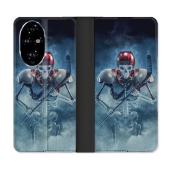 Housse cuir portefeuille Pour Honor 200 Pro 5G Sport Hockey Squelette