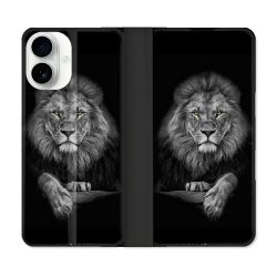 Housse cuir portefeuille Pour Iphone 17 Animal Lion Majestueux