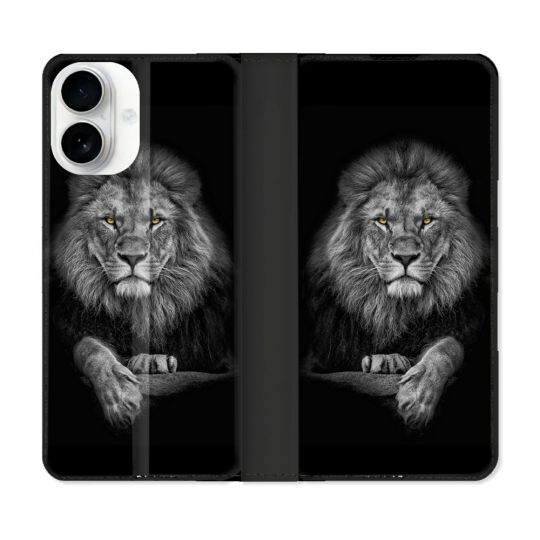 Housse cuir portefeuille Pour Iphone 17 Animal Lion Majestueux