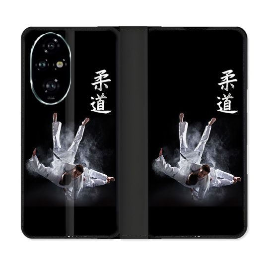 Housse cuir portefeuille Pour Honor 200 Pro 5G Sport Judo Noir