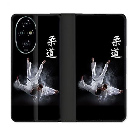 Housse cuir portefeuille Pour Honor 200 Pro 5G Sport Judo Noir