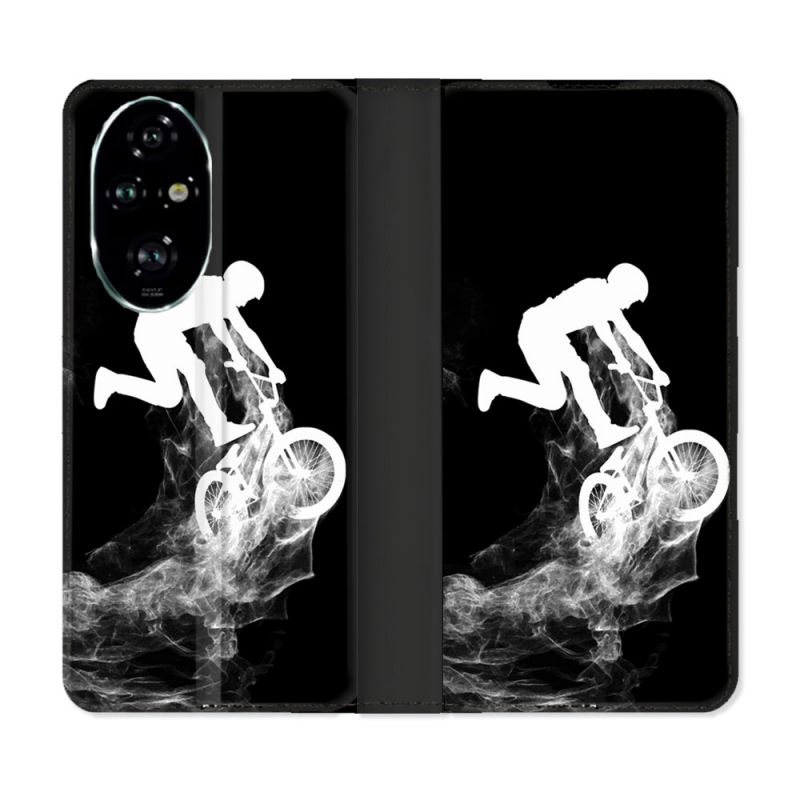 Housse cuir portefeuille Pour Honor 200 Pro 5G Sport VTT Noir