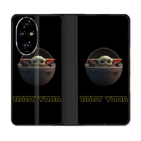 Housse cuir portefeuille Pour Honor 200 Pro 5G Star Wars - Yoda bebe noir