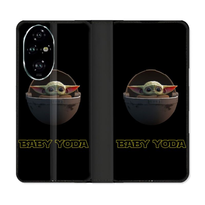 Housse cuir portefeuille Pour Honor 200 Pro 5G Star Wars - Yoda bebe noir