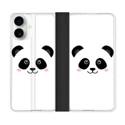 Housse cuir portefeuille Pour Iphone 17 Animal Panda Blanc
