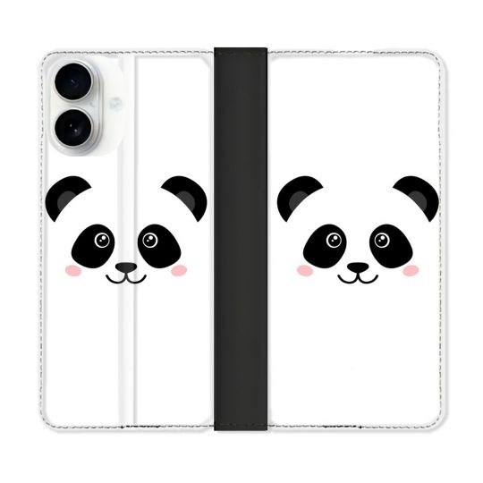 Housse cuir portefeuille Pour Iphone 17 Animal Panda Blanc