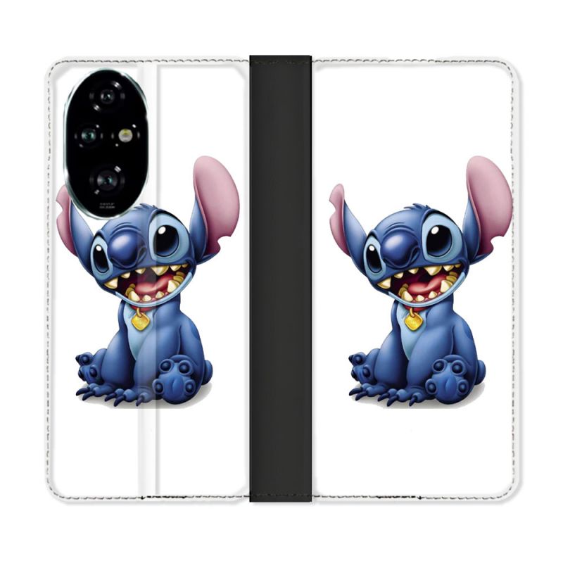 Housse cuir portefeuille Pour Honor 200 Pro 5G Stitch Blanc