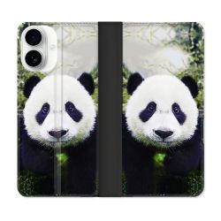 Housse cuir portefeuille Pour Iphone 17 Animal Panda Color