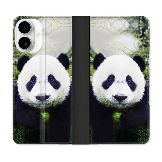 Housse cuir portefeuille Pour Iphone 17 Animal Panda Color