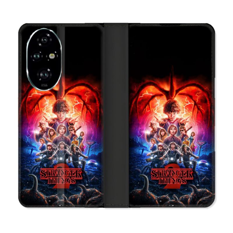 Housse cuir portefeuille Pour Honor 200 Pro 5G Stranger Things Affiche 2