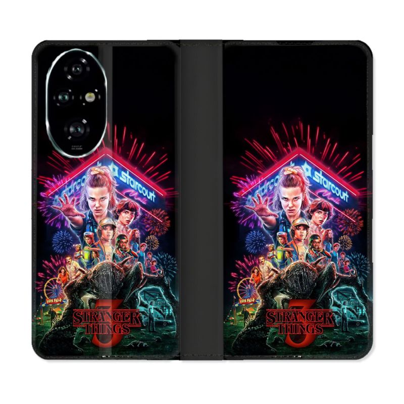 Housse cuir portefeuille Pour Honor 200 Pro 5G Stranger Things Affiche 3