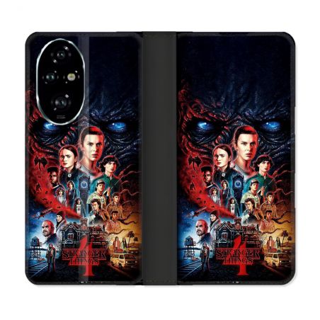 Housse cuir portefeuille Pour Honor 200 Pro 5G Stranger Things Affiche 4