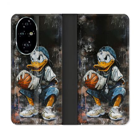 Housse cuir portefeuille Pour Honor 200 Pro 5G Street Art Donald Duck