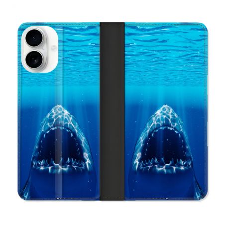 Housse cuir portefeuille Pour Iphone 17 Animal Requin Dent