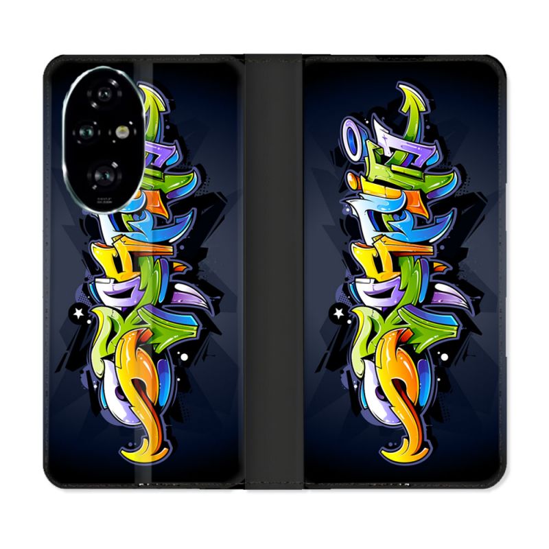 Housse cuir portefeuille Pour Honor 200 Pro 5G Street Art Graffiti