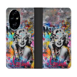 Housse cuir portefeuille Pour Honor 200 Pro 5G Street Art Maryline Monroe
